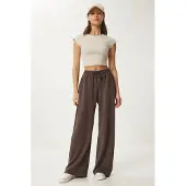 Happiness İstanbul Brede Pijpen Sweatpants met Touwsluiting