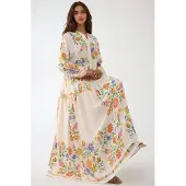 Hiccups for Kids Geprinte V-hals Maxi-jurk met Knopdetail