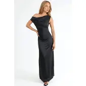 Hiccups for Kids Asymmetrische Kraag Bodycon Satijnen Maxi Jurk