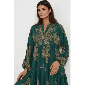 Hiccups for Kids Gedrukte Lange Mouwen Viscose Maxi Jurk