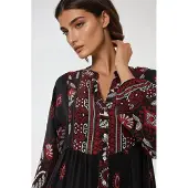 Hiccups for Kids Gedrukte Lange Mouw Viscose Maxi Jurk