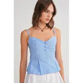 MixRay Hartje Nek Knoop-Voorkant Peplum Camitop