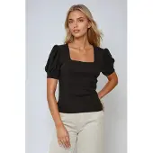 Hiccups for Kids Vierkante Hals Textuur Aansluitende Blouse