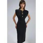 Busem Slim Fit Midi-jurk met Accessoire Detail