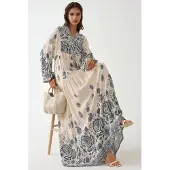Hiccups for Kids Geprinte V-hals Maxi Jurk met Knopdetail