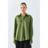 MixRay Satin Knopenoverhemd met Pocketdetail