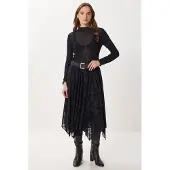 Happiness İstanbul Hoge Taille Bloemen Midi A-Lijn Rok