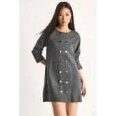 Bianco Gebreide Mini-jurk met Knoopjes