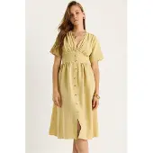 Bianco V-hals Knop Midi Shirt Jurk