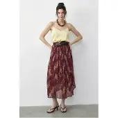 Bianco Hoog Taille Paisley Maxi Rok met Riem