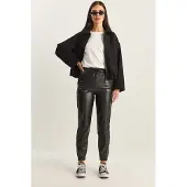 Bianco Synthetische Leren Joggingbroek met Striksluiting
