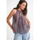 MixRay V-hals Blouse met Striksluiting en Rimpels