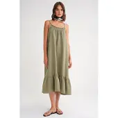 MixRay Midi Musselinen Jurk met Ruffle Detail