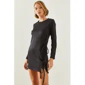 Bianco Uitgesneden Crew Neck Mini Jurk