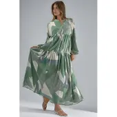 Hiccups for Kids Geprinte Lange Mouw Viscose Maxi Jurk