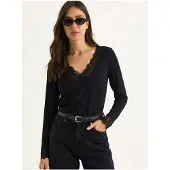 Bianco Kantdetail V-hals Blouse