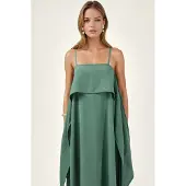 Hiccups for Kids Vierkante Kraag Laagjes Spaghettiband Maxi-jurk