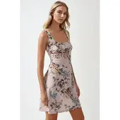 Hiccups for Kids Bodycon Mini Jurk met Vierkante Kraag en Bloemenprint
