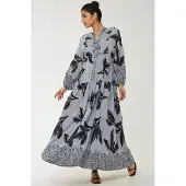 Hiccups for Kids Geprinte Lange Mouwen Viscose Maxi Jurk