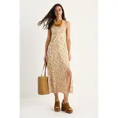 Bianco Bloeiende Midi-jurk met Split