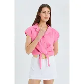 MixRay Crop Shirt met Strikdetail