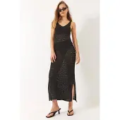 Bianco V-hals Midi Split Jurk