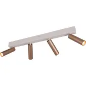 TRIO LED plafondspot Ambala, lengte 65 cm, grijs/bruin, 4-lamps. dimbaar, alu / grijs / zink, Woon-/ Eetkamer, metaal, Modern, LED plafondlamp
