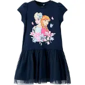 Name it Jurk 'NMFMemma Frozen' marine / lichtblauw / cognac / lichtroze