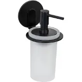 Wenko Turbo-Loc Zeepdispenser Bivio mat zwart aluminium - Zeeppompje - Zwart - Zelfklevend - Zonder boren