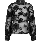 Aaiko Dames Blouses Lucia Flower Pes 502 - Zwart - Maat XS