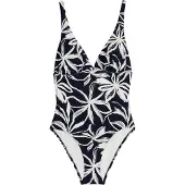 Marc O'Polo Badpak ' Abstract Floral ' zwart / wit