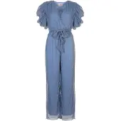 Freebird Dames Jumpsuits F-jer-plisse-lurex-26-1 - Lichtblauw - Maat S