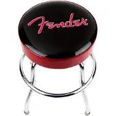 Fender Red Sparkle Logo Barstool Black Red Sparkle-Chrome 24"