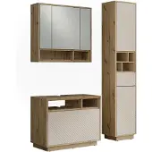 Vicco Badkamermeubelset Beatrice Kasjmier/Artisanaal eiken 3-delig, Model 61319