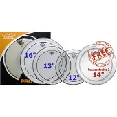 Remo Pinstripe Tom Pack - 12 13 16" Heads + Free 14 Powerstroke 3