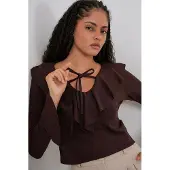Bigdart Rimpel V-hals Korte Blouse