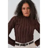 Big Dart Gestructureerde Slim Fit Halve Turtleneck Blouse
