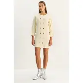 Bianco Gebreid Mini-jurk met Knopen