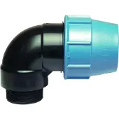 Unidelta PE knie 90° klemkoppeling, 90 mm x 3'' bu.dr.