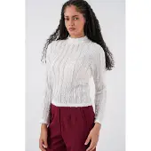 Big Dart Gestructureerde Slanke Pasvorm Halve Colblouse