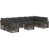 vidaXL Tuinset met 11 delen, grijs, polyrotan