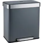 SVITA LT2X30 vuilnisbak 60l - pedaalemmer 2 compartimenten met deksel grijs