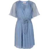 Freebird Dames Jurken F-jer-plisse-lurex-26-1 - Lichtblauw - Maat S