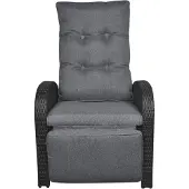 Ebuy24 Jorl loungemeubel tuinstoel, traploos verstelbaar en voetensteun zwart/grijs.