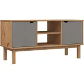 vidaXL Tv-meubel OTTA 113,5x43x57 cm massief grenenhout bruin en grijs