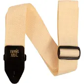 Ernie Ball Polypro - Gitaarriem - Crème - Polypropeen - Zwarte Leren Uiteinden - Zwarte Delrin Gesp - Verstelbaar 104-182 cm - Breedte 5 cm