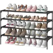 Songmics Schoenenrek met metalen frame, inktzwart / 4 niveaus (91,8B cm)