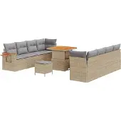 vidaXL Tuinbank Set 11 st Beige poly rattan