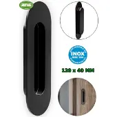 AMIG Inbouw schuifdeurkom ovaal 120x40 mm mat zwart
