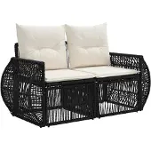vidaXL Tuinbank Set 5 st Zwart en Crème Wit poly rattan